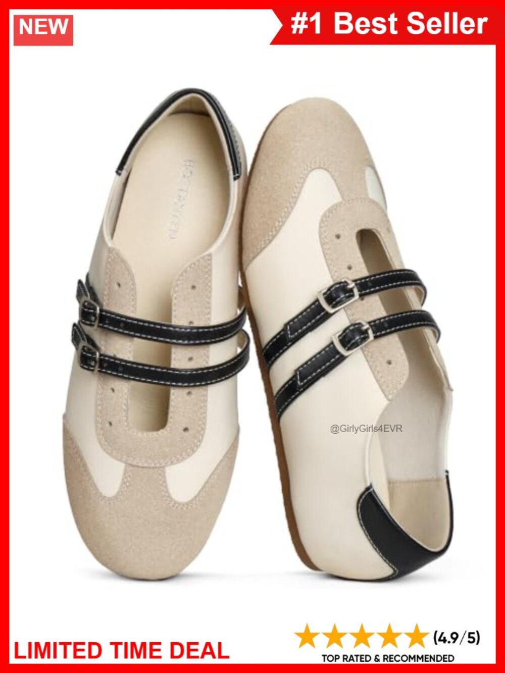 Mary Jane Ballet Sneakers Double Buckle Comfort Flats Walking Shoes